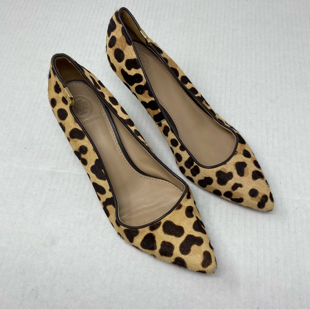 Tory Burch Elizabeth Leopard Print Calf Hair Pump 7.5